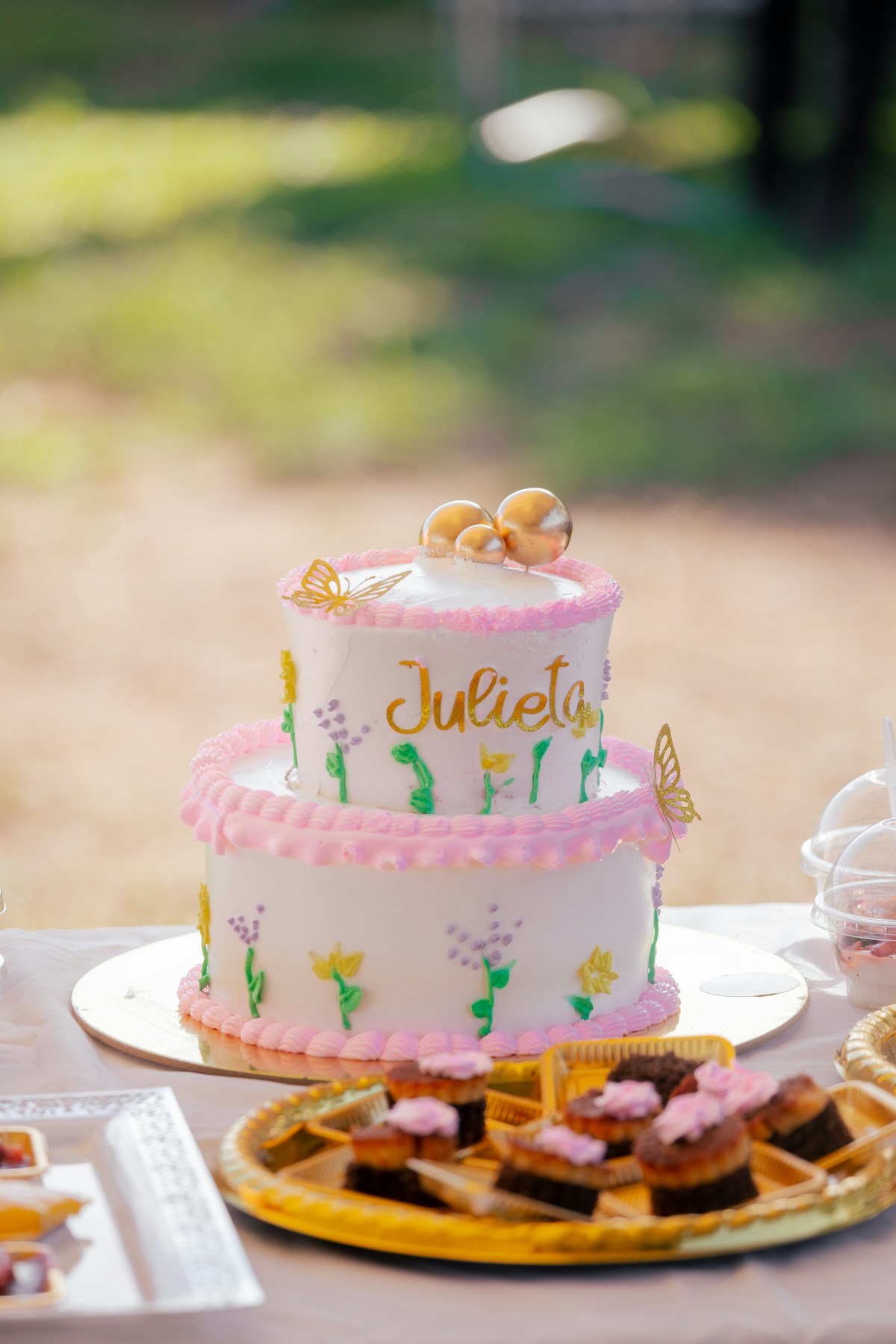Pink floral custom birthday cake